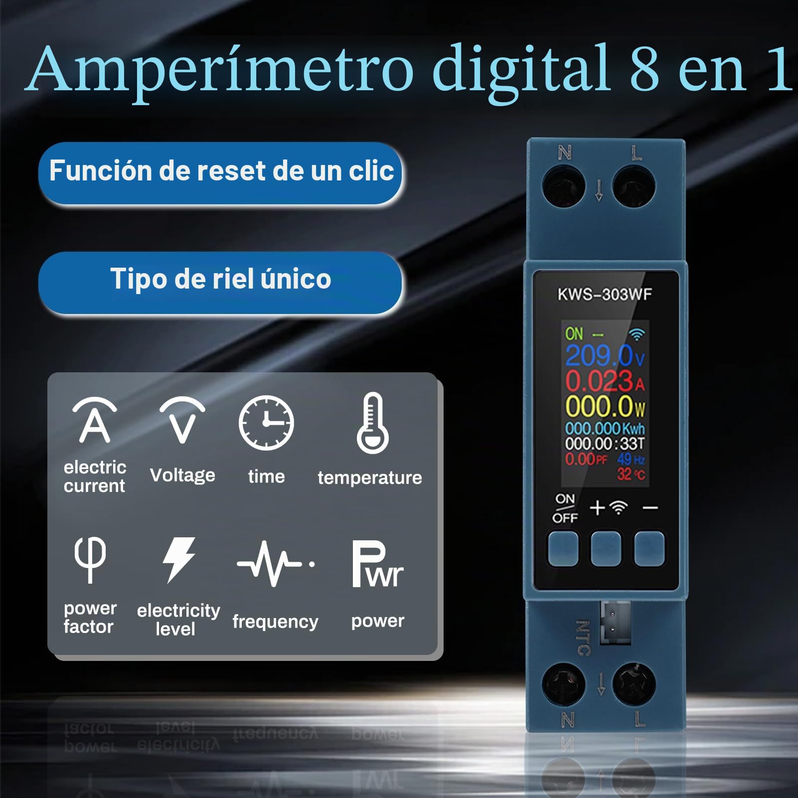Medidor de consumo electrico wifi 40A contador electrico monofásico inteligente AC85-290V contador de energía digital con protección contra sobrecalentamiento y sobrecorriente KWS-303WF