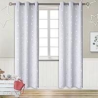 Vista 43 de BGment - Cortinas opacas para dormitorio infantil, con ojales, con aislamiento térmico, estampado de estrellas plateadas, para oscurecer