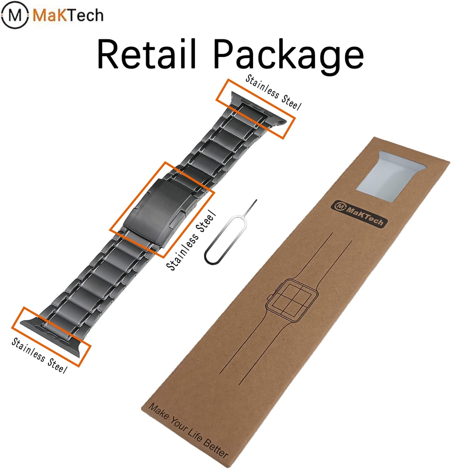 Titanium Band,Five-Piece Link Metal Bracelet with Tortoise Buckle,for Apple Watch Series 11/10/9/8/7,Ultra 3/2/1,SE 3/2/1 [2025]