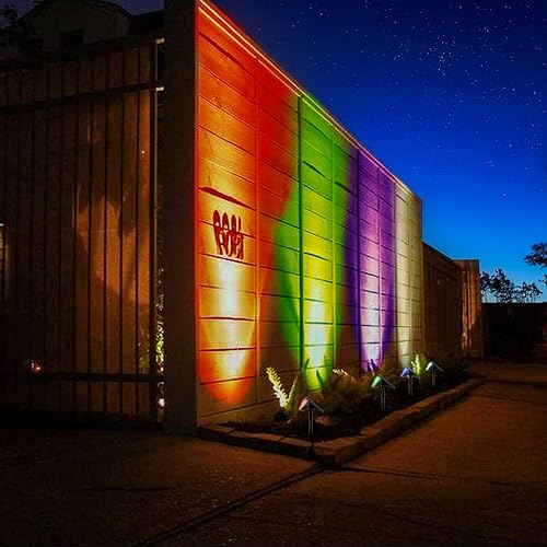 Miniatura 5 de Luces solares que cambian de color, luces solares de estaca de paisaje t con 7 opciones de color, luces solares azules del atardecer al amanecer,