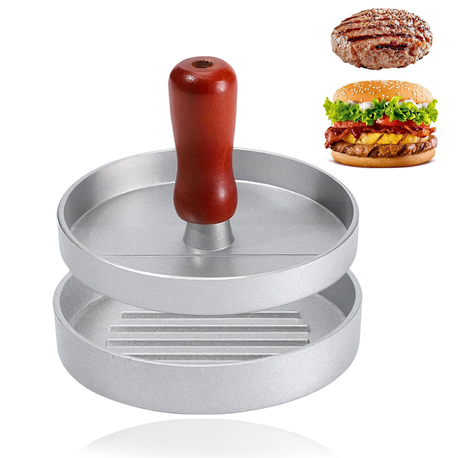 Presse à Burger en Aluminium, pour la Réalisation de BBQ, de Hamburgers Farcis, de Hamburgers au Bœuf, Presse Burger Antiadhésive