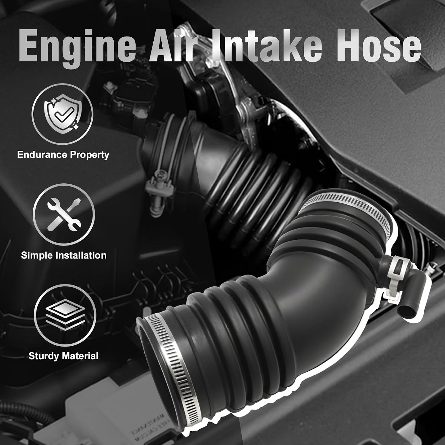 17881-65020 Engine Air Intake Hose Throttle Body, Replacement for Toyota 4Runner Pickup V6 3.0L 1989-1995, Replaces 17881-65011 696-703