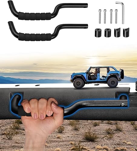 Asas de agarre para Ford Bronco 2021-2025 de 2 y 4 puertas, solo se ajustan a la barra antivuelco del asiento delantero, asas de agarre de aluminio