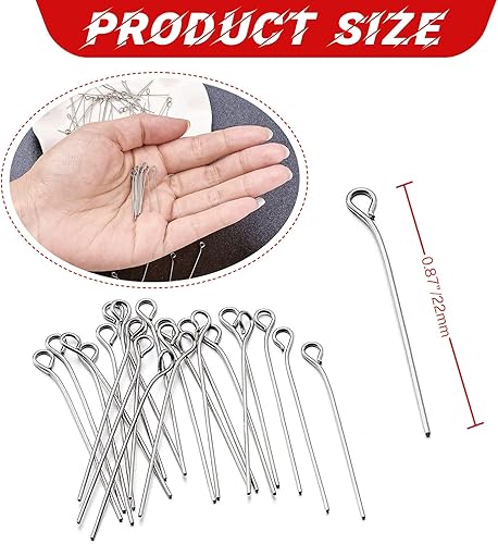 Vista 25 de 500 alfileres de cabeza plana para hacer joyas, de acero inoxidable, longitud de 0.98 pulgadas/0.984 in, horquillas planas para manualidades, aretes