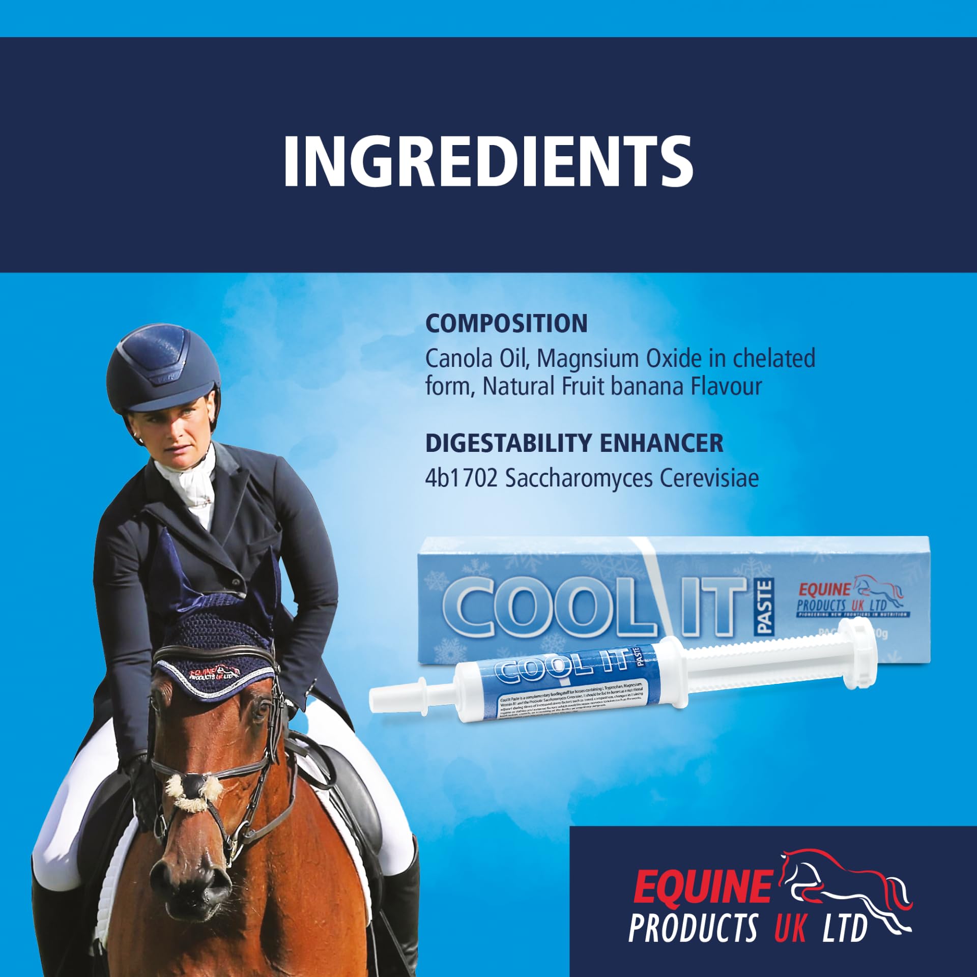 Equine Products Cool It Paste. Calmer pour Les Chevaux. Donné aux Chevaux comme complément nutritionnel Pendant Les périodes de facteurs de Stress accrus