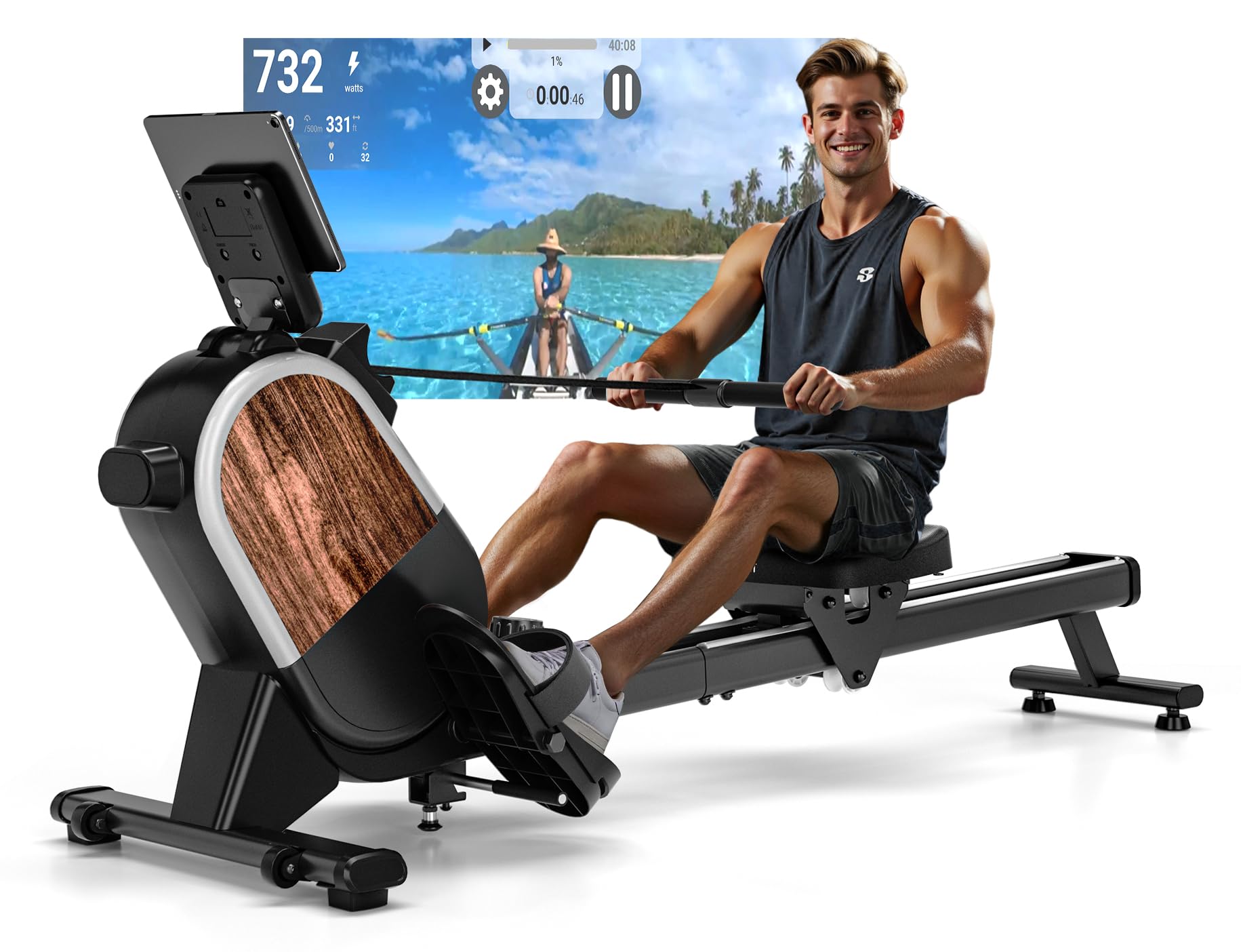 Rameur Magnétique CHAOKE - 160 Kg, 16 Niveaux - Pliable Avec écran LCD