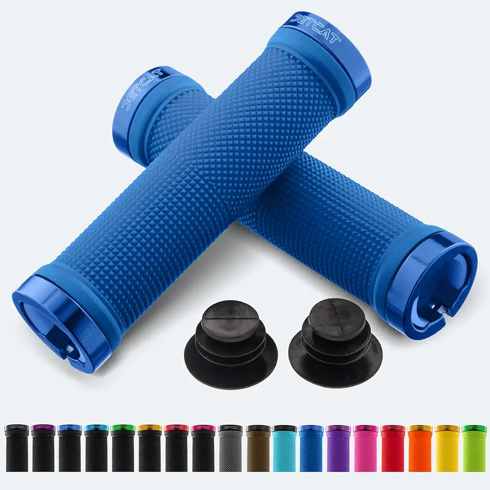 Pegas de bicicleta, punhos de guidão de bicicleta, guidão de mountain bike, manoplas MTB, punhos de bicicleta BMX, alças de guidão de bicicleta para adultos. Ebike, MTB, scooter, trava