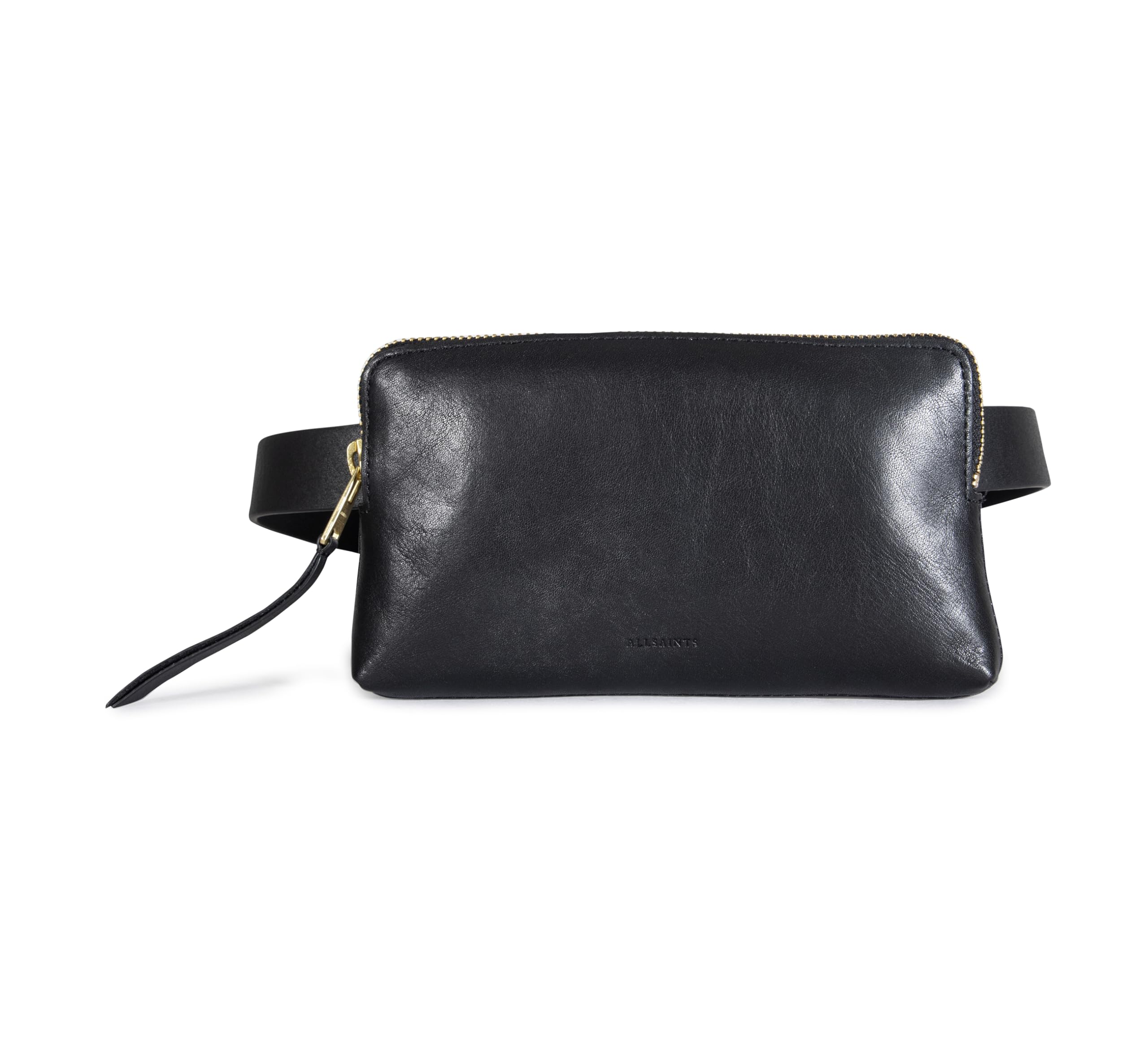 Photo 1 of AllSaints Women's Leather Zip Belt Bag, Removable Zip Pouch for Hands-Free Carrying, 25 MM, Small/Medium, Black