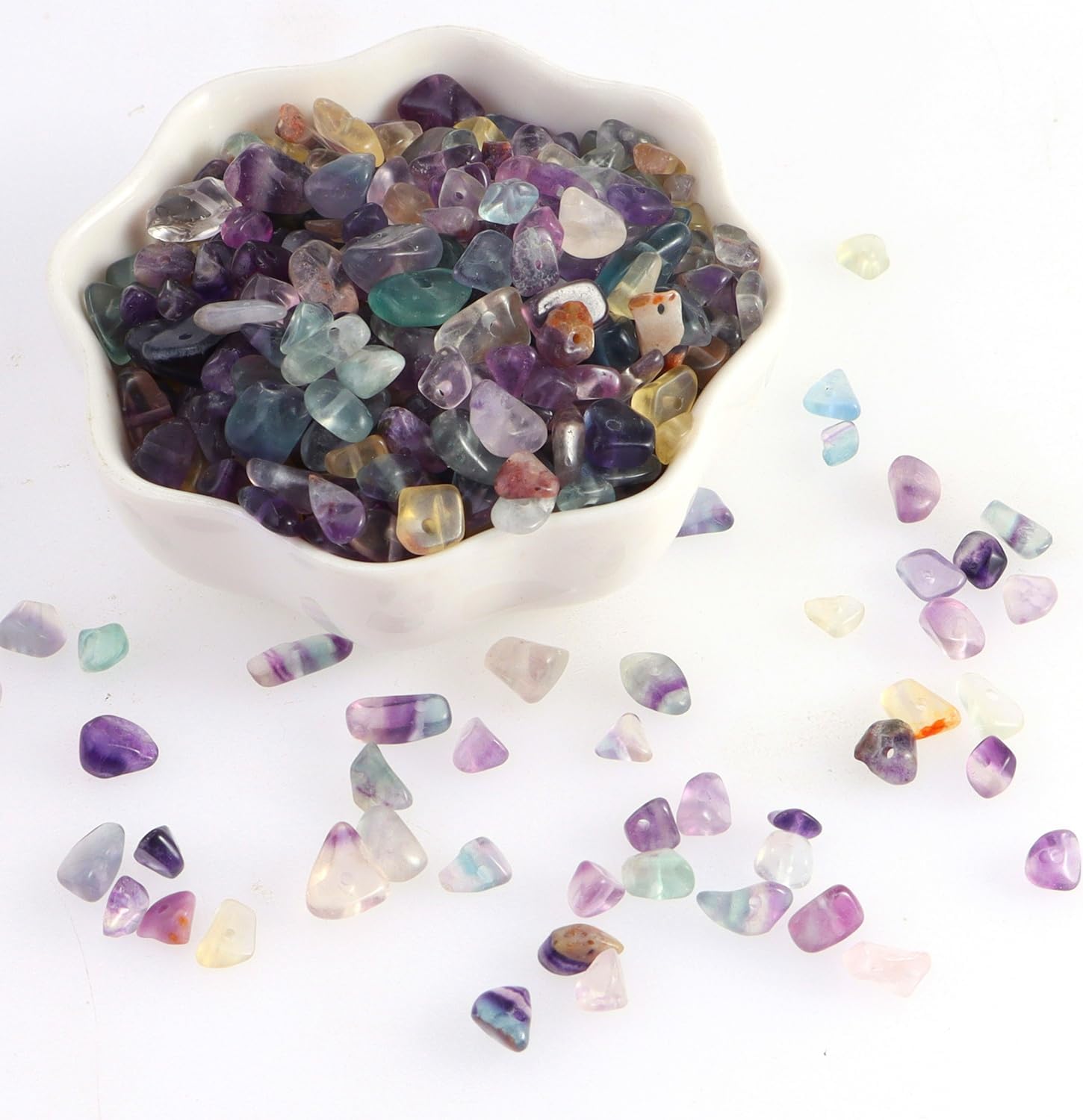 400pcs Natural Chip Stone Beads Fluorite 5-8mm Irregular Gemstones Healing Crystal Drilled DIY Loose Rocks Bead Crystal for Bracelet Necklace Jewelry Making Crafting - Image 7