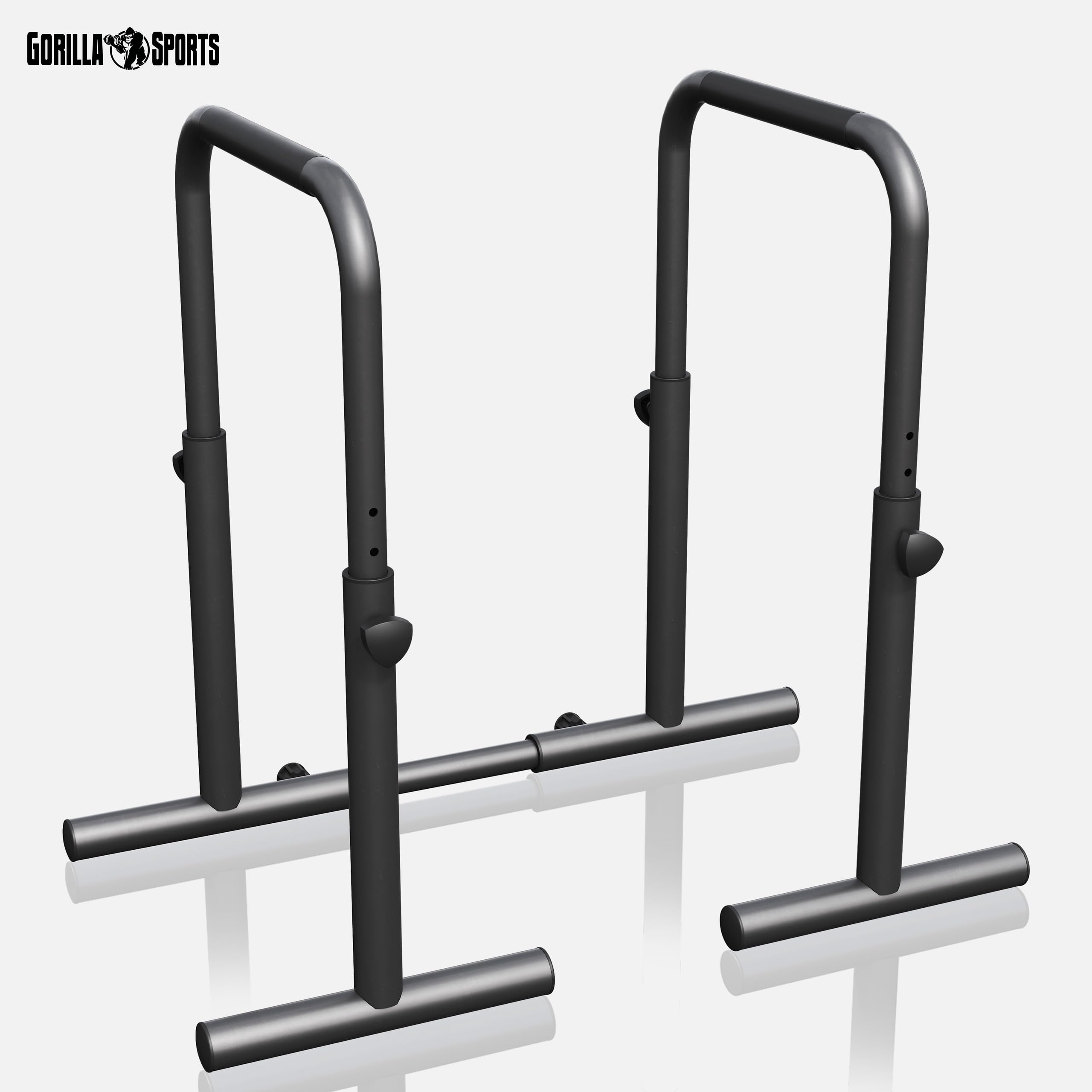 GORILLA SPORTS® Dips Barres Parallèles - Réglable, 80-100 cm, Acier, Antidérapant, Charge Max 500 kg, Noir - Station Dips, Traction Musculation, Barre Tirage, Materiel Sport Maison