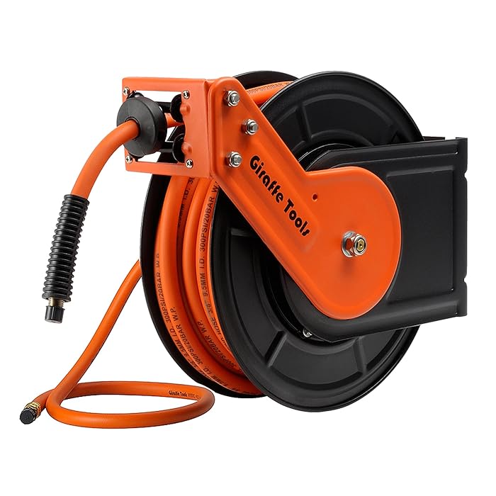Buy Giraffe Tools Retractable Air Hose Reel with 3/8 in. x 50 Ft Hybrid
