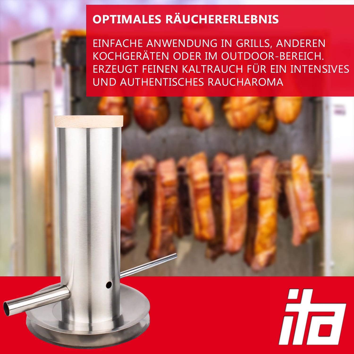 ITA Premium Kaltrauchgenerator aus Edelstahl - Raucherzeuger für Räucheröfen Smoker - Rauchgenerator zum Kalträuchern von Fisch, Fleisch, Käse