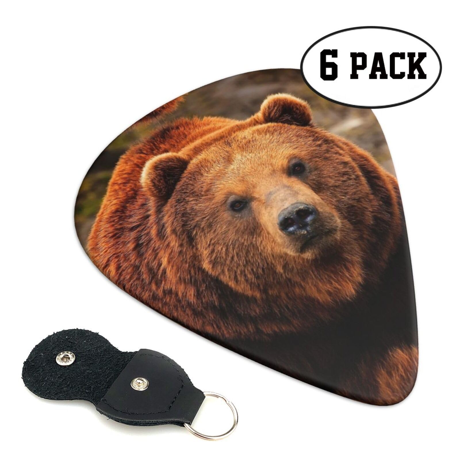 Lot De 12 Médiators Guitare 3 Épaisseurs (0,46/0,71/0,96 Mm) – ABS, Design Grizzly Bear, Pour Guitare Électrique, Basse - 6