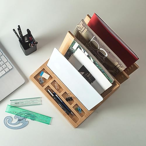 Miniatura 2 de Hoffengwell Organizador de archivos de madera para sistema de escritorio solución perfecta para la organización de la oficina en casa, clasificador