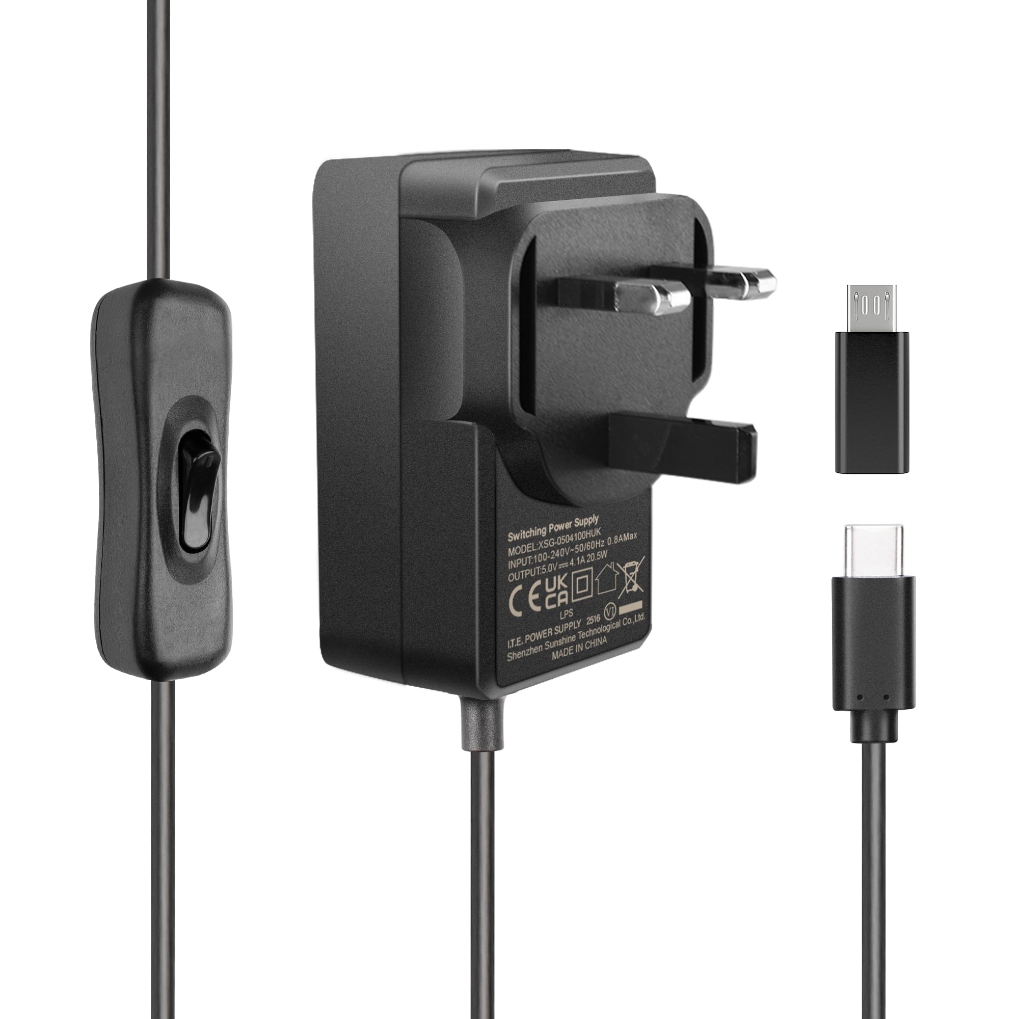 Miuzei Raspberry Pi 4 Power Supply - 5V 4.1A 20.5W USB-C Charger with On/Off Swi