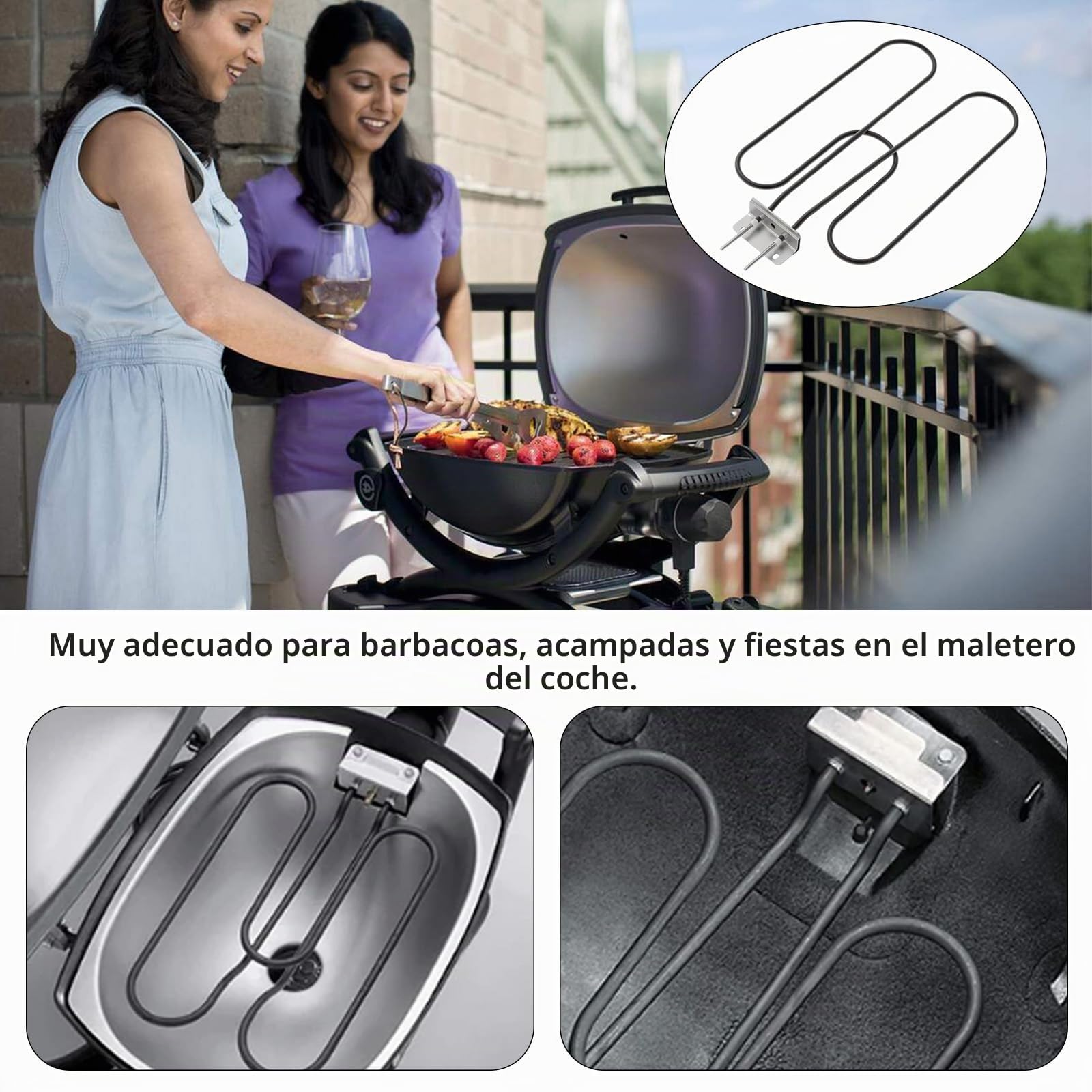 Resistencia De Repuesto Para Weber Series Q140 Q1400 Barbacoas Eléctricas Números De Pieza 66631 80342 80343 65620 Resistencia De Acero Inoxidable 230V 2200W