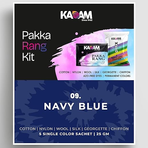 Kadam Pakka Rang Fabric Dye Navy Blue 25g