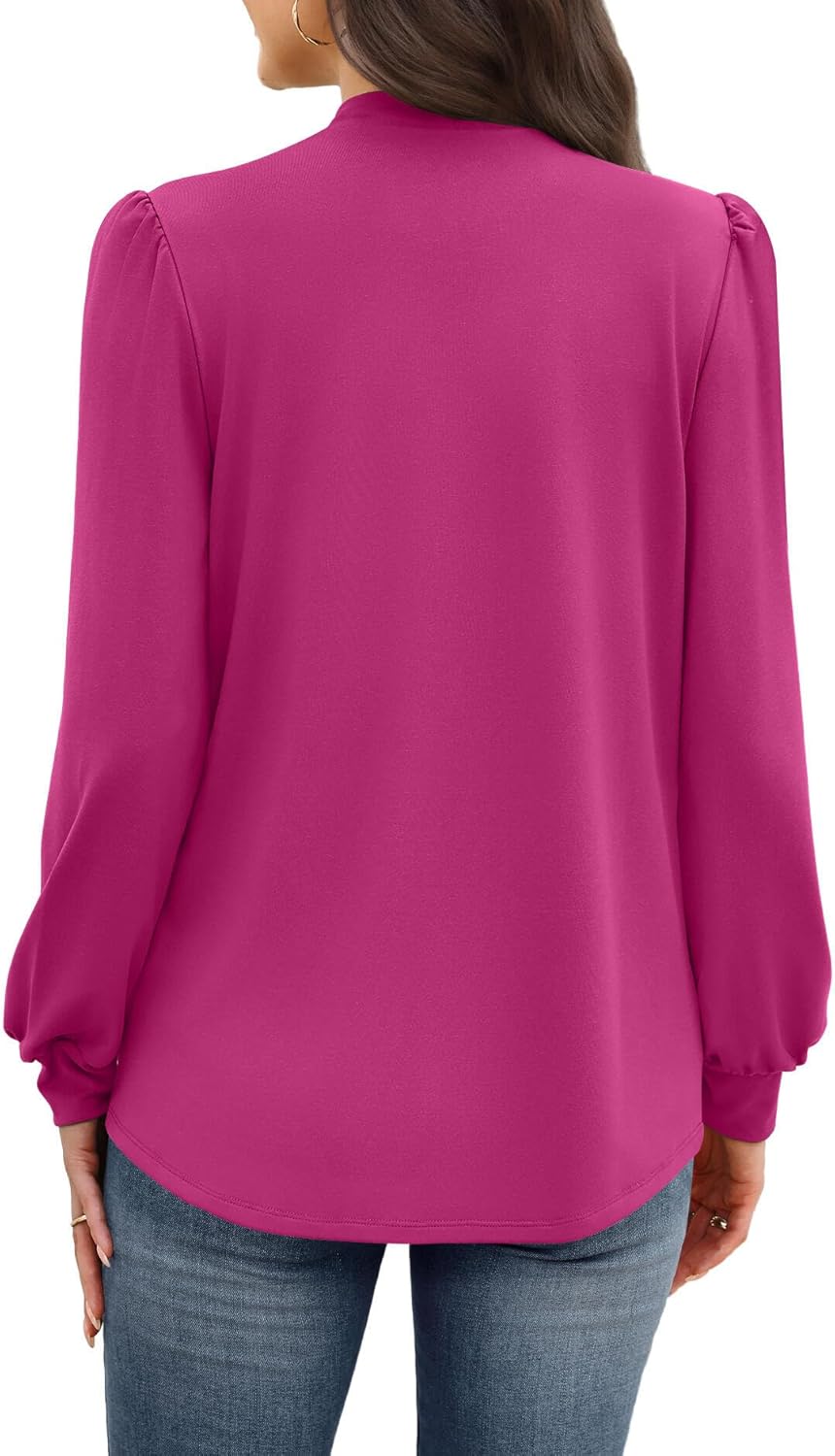 WIHOLL Long Sleeve Shirts for Women Mock Neck Tops Pleated Front Blouses Dressy Casual Spring Fall Clothes 2026 Fashion - Image 5