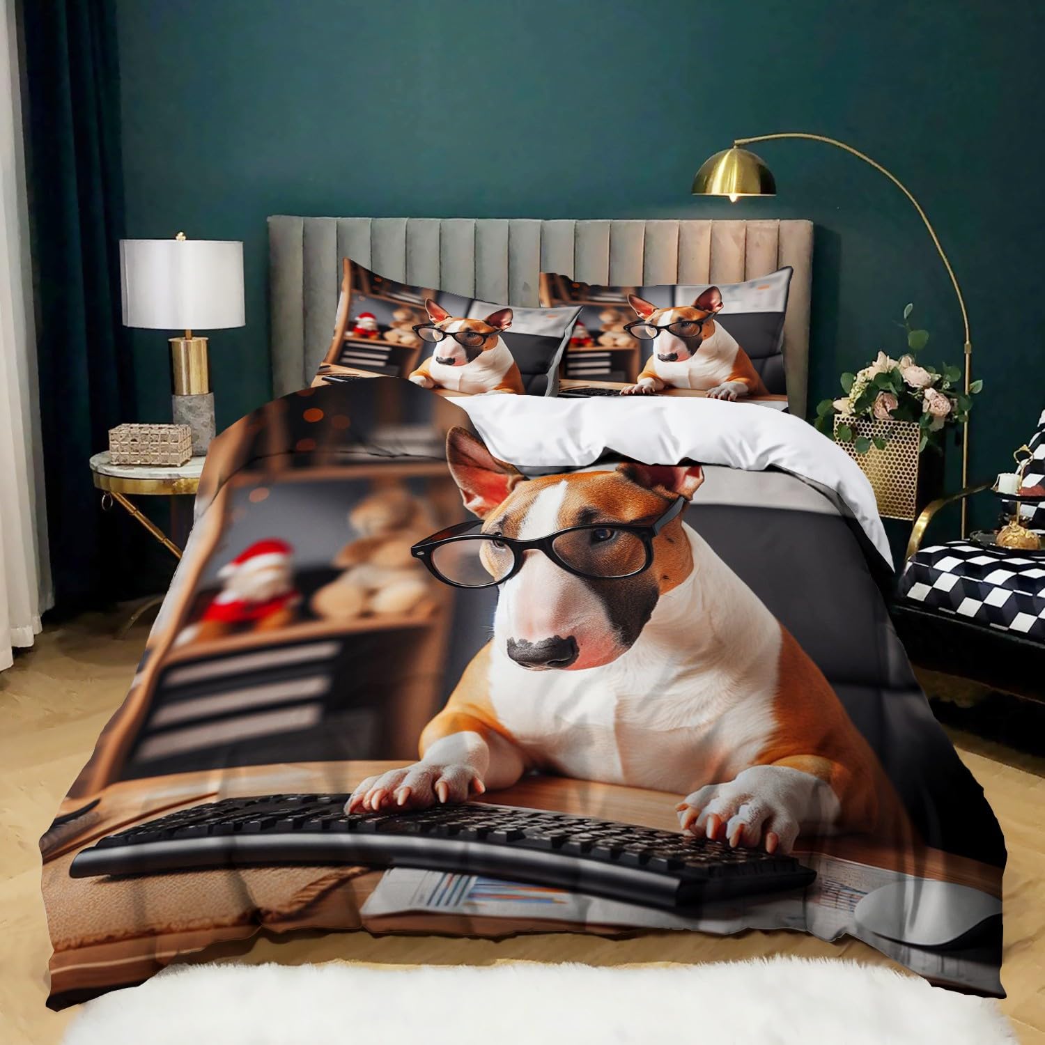 Housse de couette zippée Bull Terrier 220x240 cm pour un lit sans plis