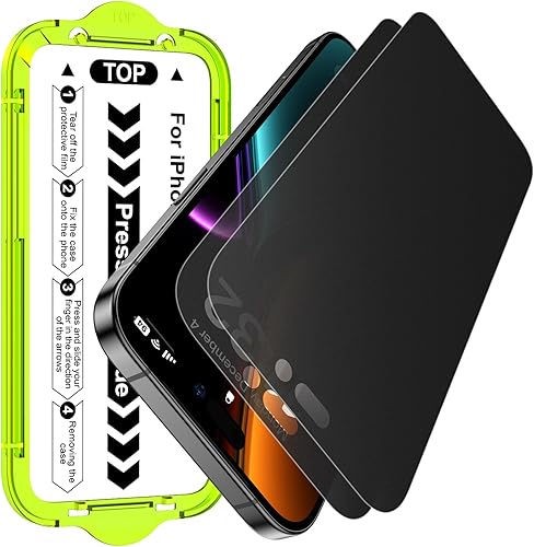 Miniatura 9 de Esanik Paquete de 2 Protectores de Pantalla de Vidrio Mate de Privacidad para iPhone 15 Pro Max Anti-Deslumbramiento y Anti-Espía, Anti-Reflejo,