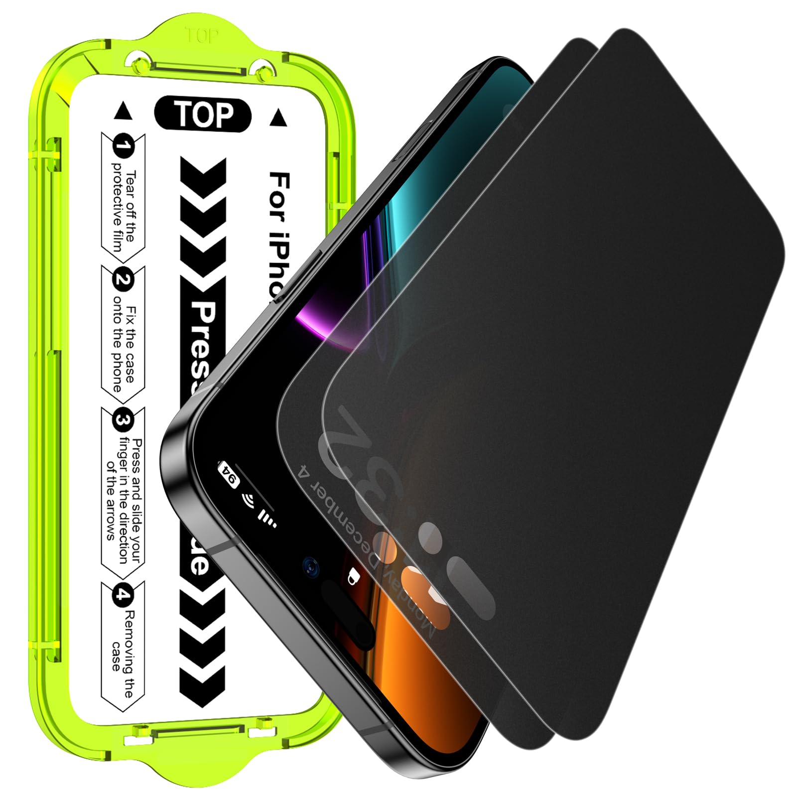 Esanik Mate Privacidad Protector Pantalla para iphone 17 Pro Max, Mate Antiespia Cristal Vidrio templado Instalación Fácil, Matte Privacy Screen Protector, 2 Unidades