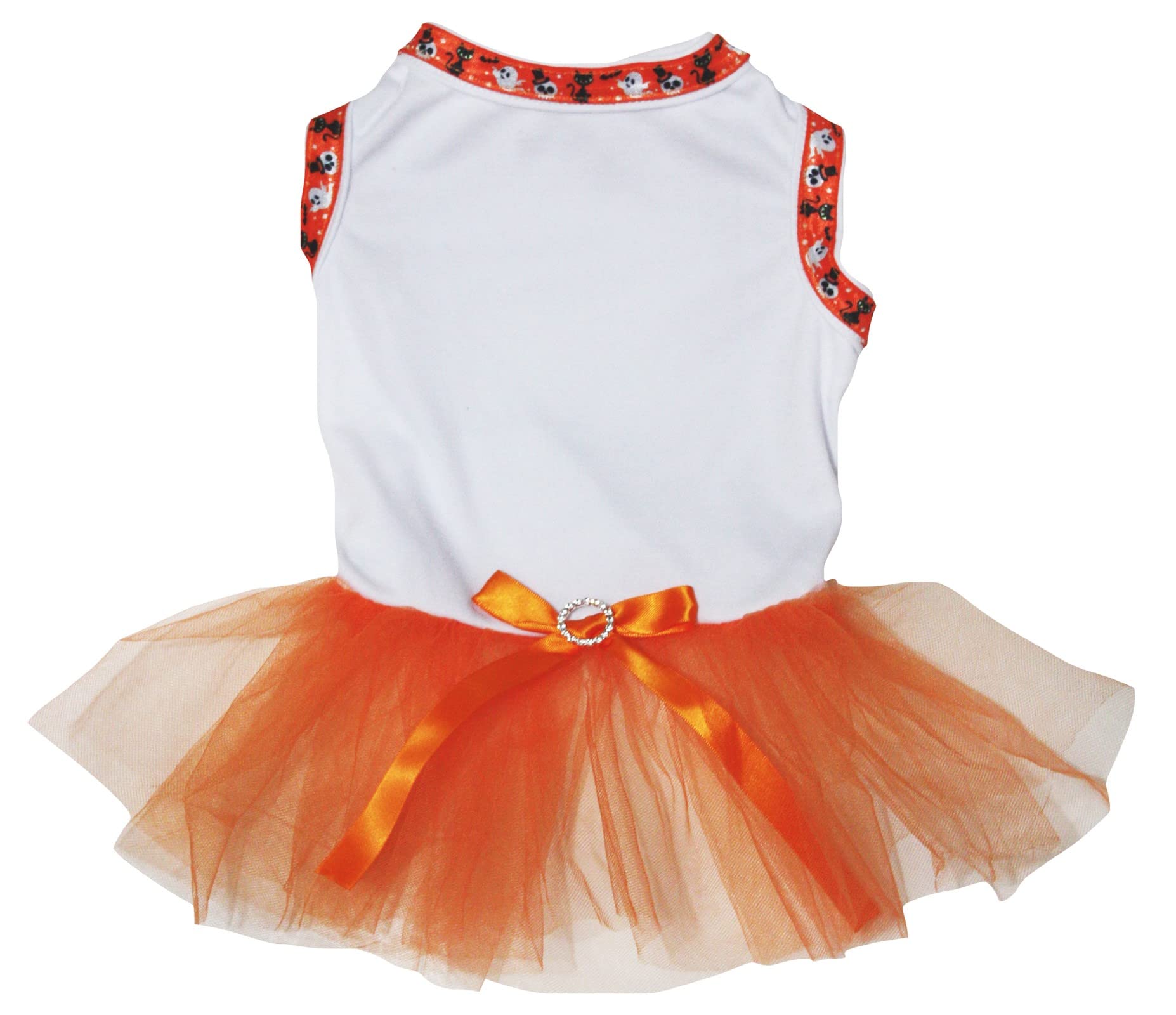 Robe chiot Halloween sans frottement vêtement orange blanc XL pour jeune chien