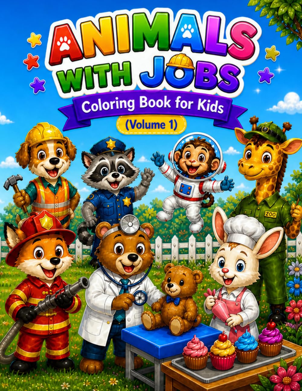 Animals With Jobs Coloring Book for Kids: 50 Cute Animal Workers to Color, Learn, and Enjoy