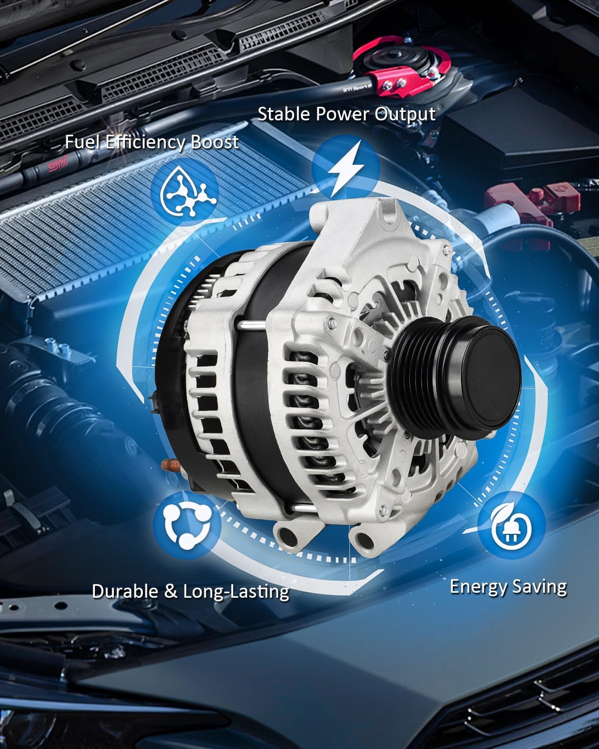 12V 180Amp Alternator Compatible with 2017-2020 Chrysler Pacifica 3.6L V6, 2020 Chrysler Voyager 3.6L V6 - Replaces OEM GM# 4210007181,56029732AB