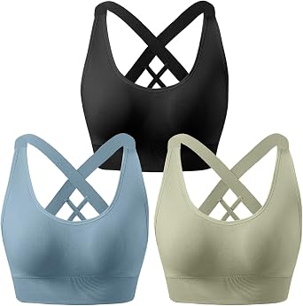 Memoryee Sports Bras for Women Padded High Impact Workout Gym Yoga Medium Support Wireless Criss Cross Strappy Running Bra