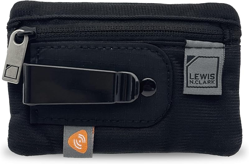 RFID-Blocking Hidden Clip Stash Travel Belt Wallet, Black, One Size