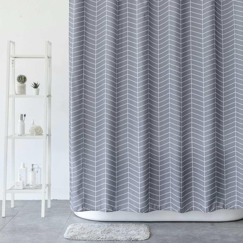 Mold Resistant Fabric Shower Curtain for Bathroom Black and White,Washable STALL Size 72 X 72 Inch (180 x 180 cm, grey1)