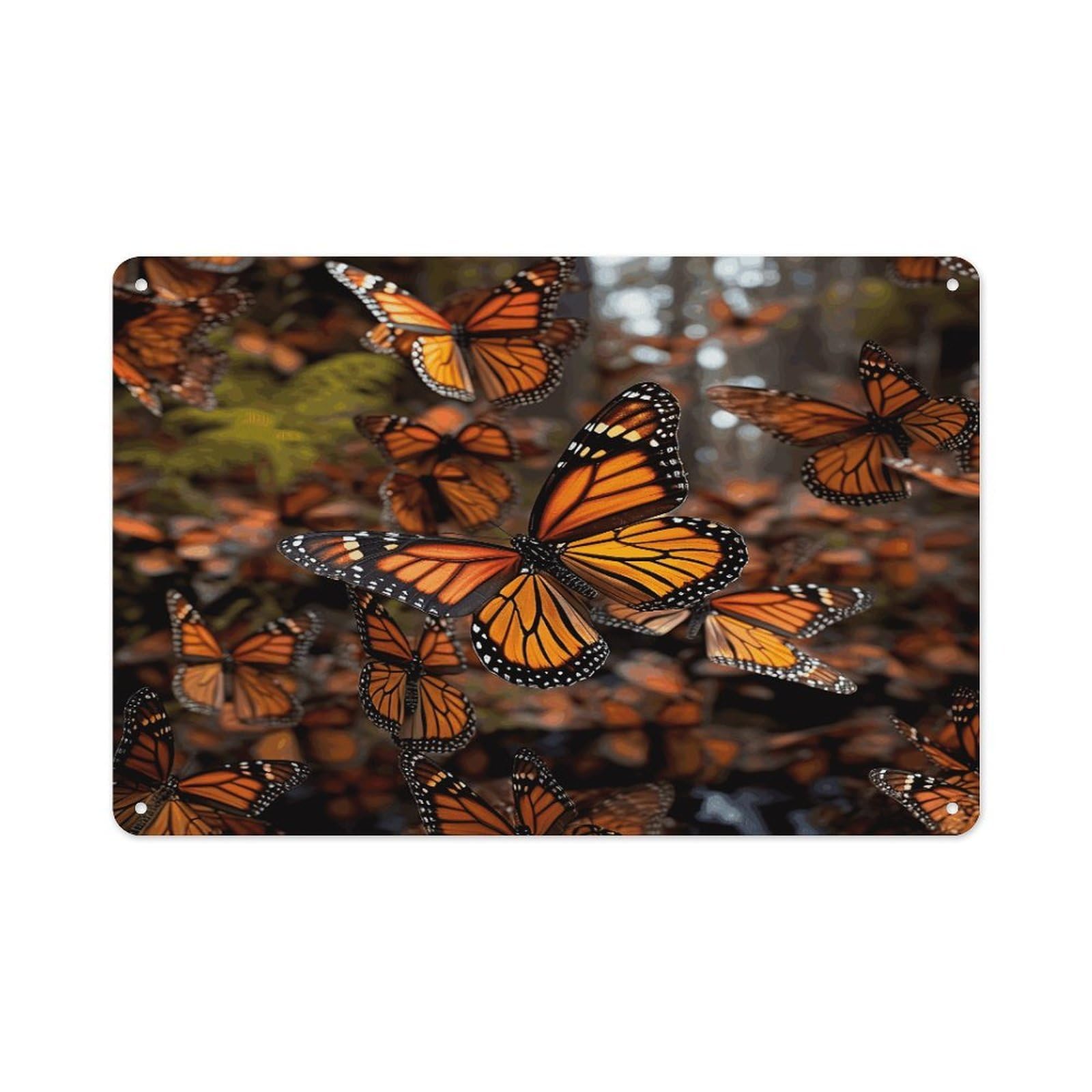 VstaDank Monarch Butterflies Wall Art Prints Metal Sign Decor Painting Aluminum Wall Hanging Decor Vintage Poster Sublimation Picture Panel Weatherproof Art Decorative Wall Decors