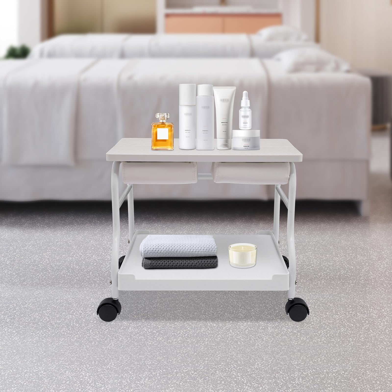 Carrito de herramientas para baño con ruedas ajustable para pedicura