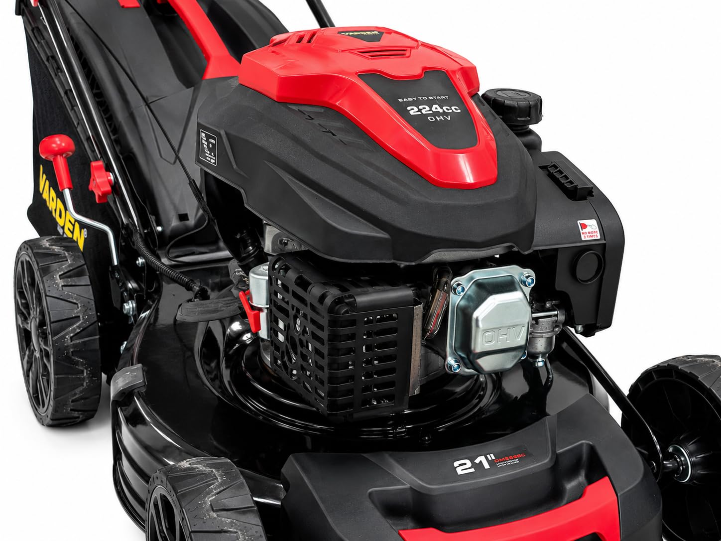 VARDEN Rasaerba a Scoppio Semovente 224 cc 53 cm con Avviamento Elettrico E-Start, 4 in 1, Cesto Raccolta, Scarico Laterale e Mulching, Motore 4 Tempi per Giardini fino a 2.500 m²