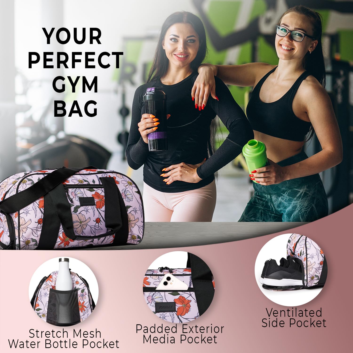 Vooray Burner Gym - Borsa sportiva compatta con tasca per scarpe, 39 cm, 23 l