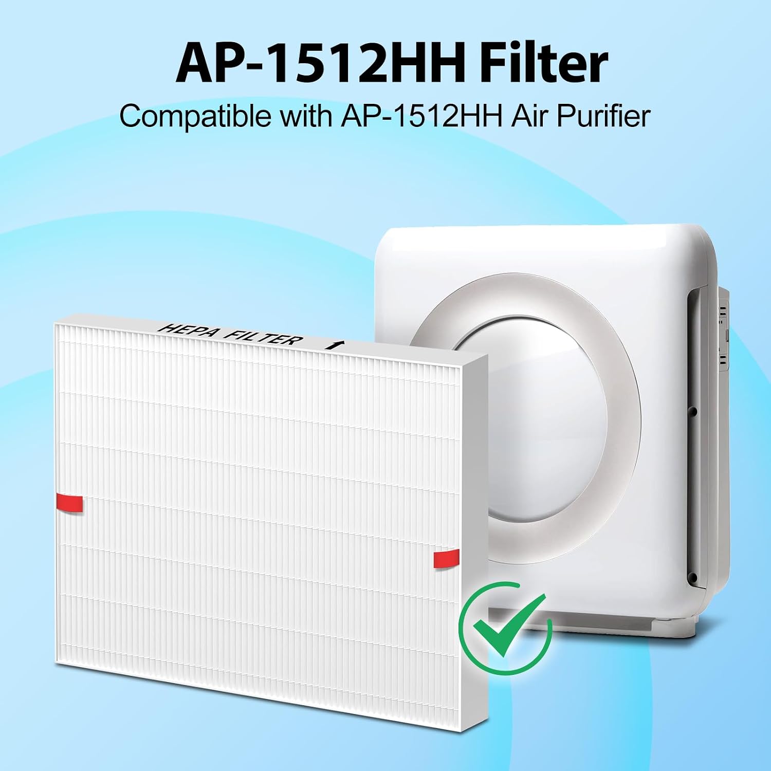 3 Pack AP-1512HH Air Purifier Replacement Filter for Coway Airmega AP-1512HH and Airmega 200M Air Purifiers, AP-1512HHS HEPA Filter Compared to Part #3304899