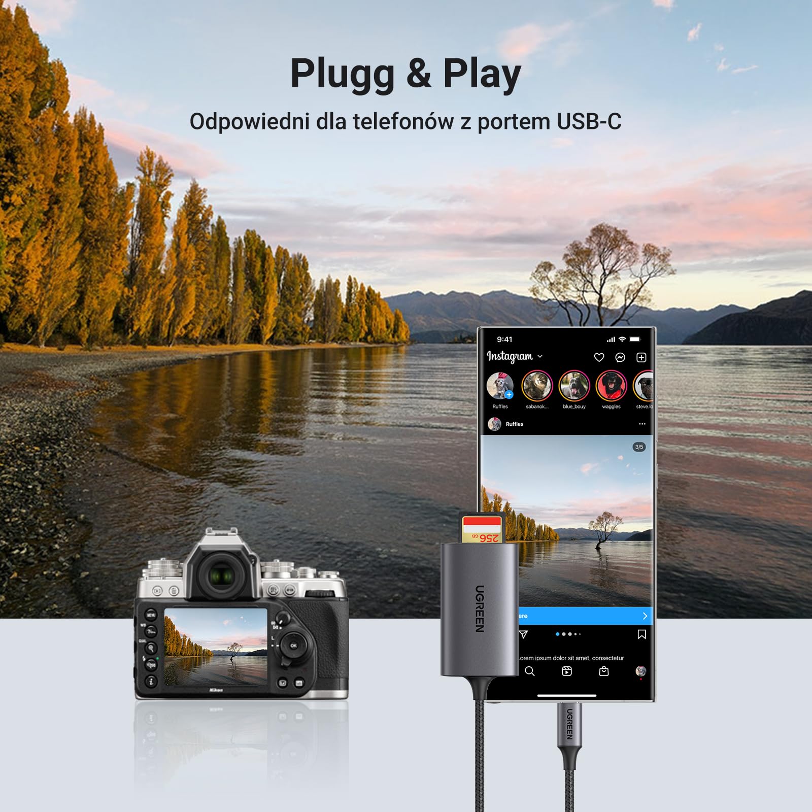 UGREEN USB C Czytnik kart SD 4.0 Czytnik kart USB C 2 w 1 Adapter Micro SD OTG Aluminium Kompatybilny z Galaxy S23, iPad Pro, MacBook Pro, Surface pro/Surface Book itp. | 312MB/s Super Speed SD Card Reader jednoczesny odczyt i zapisu kompatybilny z iPhone