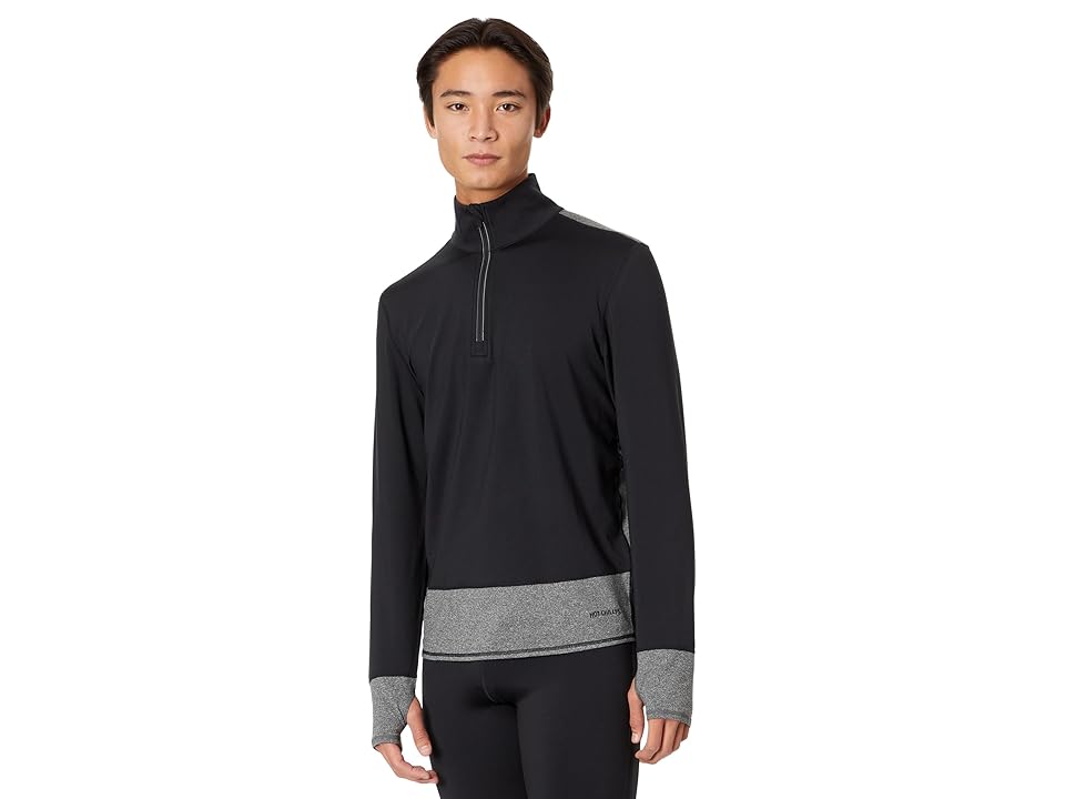 Hot Chillys Micro Elite Chamois Color-Block Zip-T (Black/Granite) Men's Clothing INTERNATIONAL SHIPPING