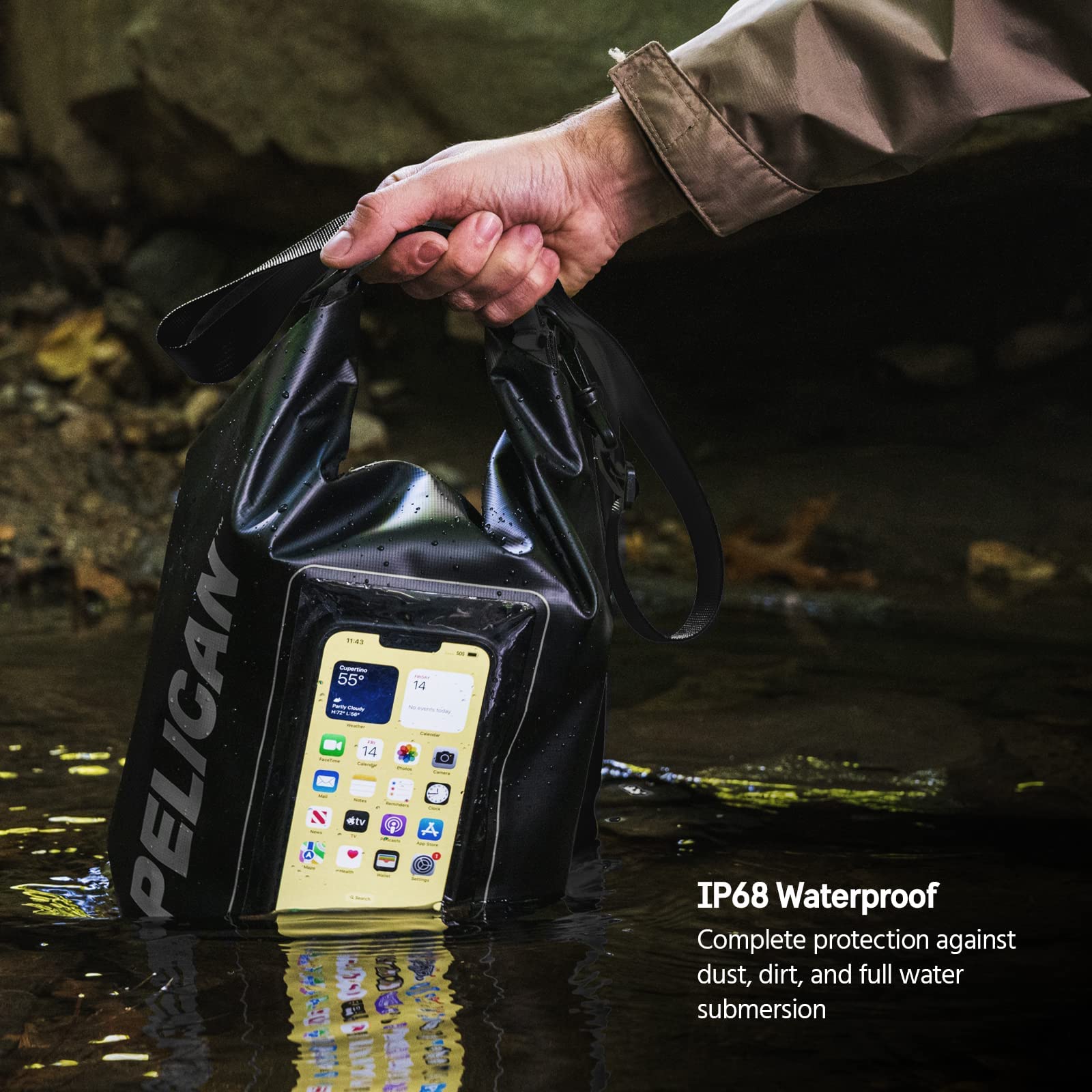Pelican Marine IP68 Waterproof Dry Bag 5L, Roll Top Waterproof Backpack w/Phone Case/Pouch, Boating & Kayak Accessories - Image 2