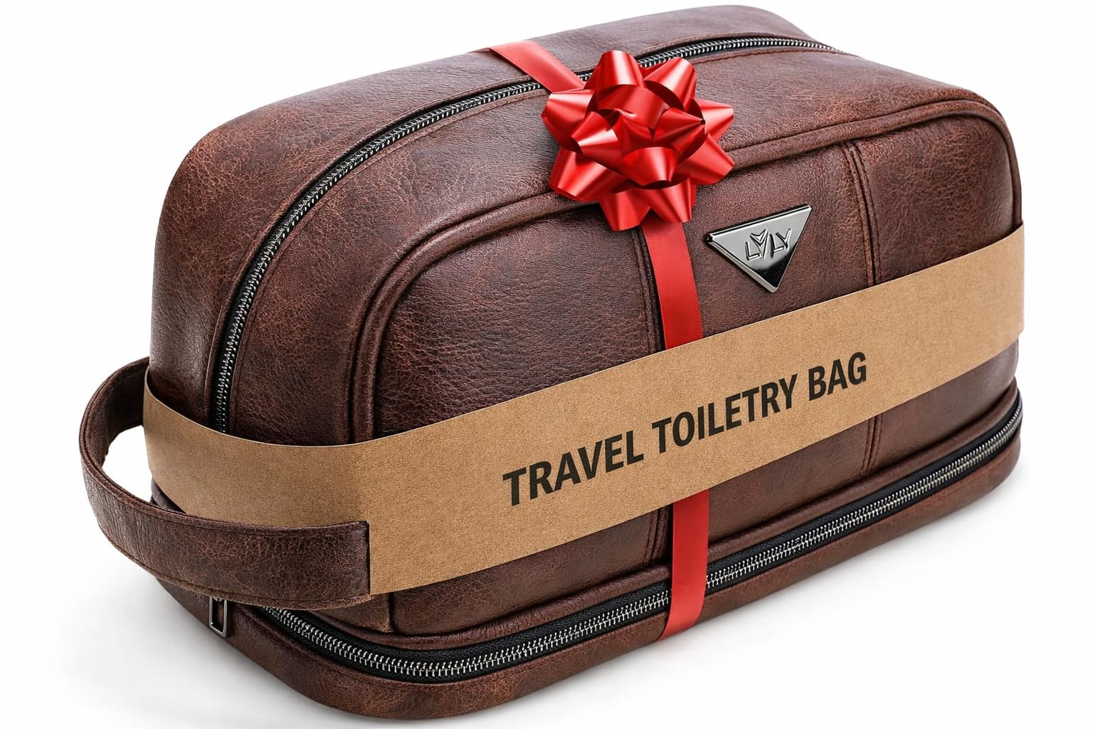 emissary Leather Men's Travel Toiletry Bag, Water Resistant Travel Bathroom Bag Men's Shaving Kit, Valentines Day Gifts for Men, Travel Kit Small Bags