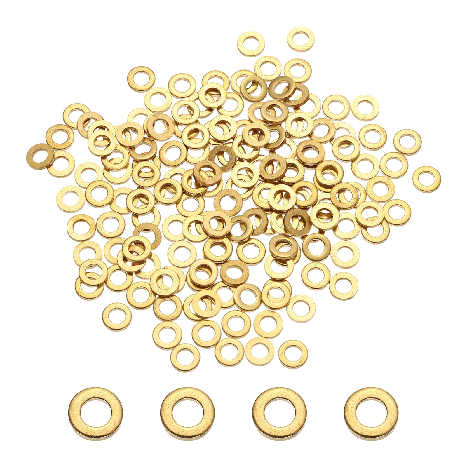 PATIKIL M3 Flat Washers, 220PCS 6mm OD 1mm Thick Brass Ring Thin Flat Spacers Metal Sealing Gasket Ring for Screw Bolt Faucets Hose