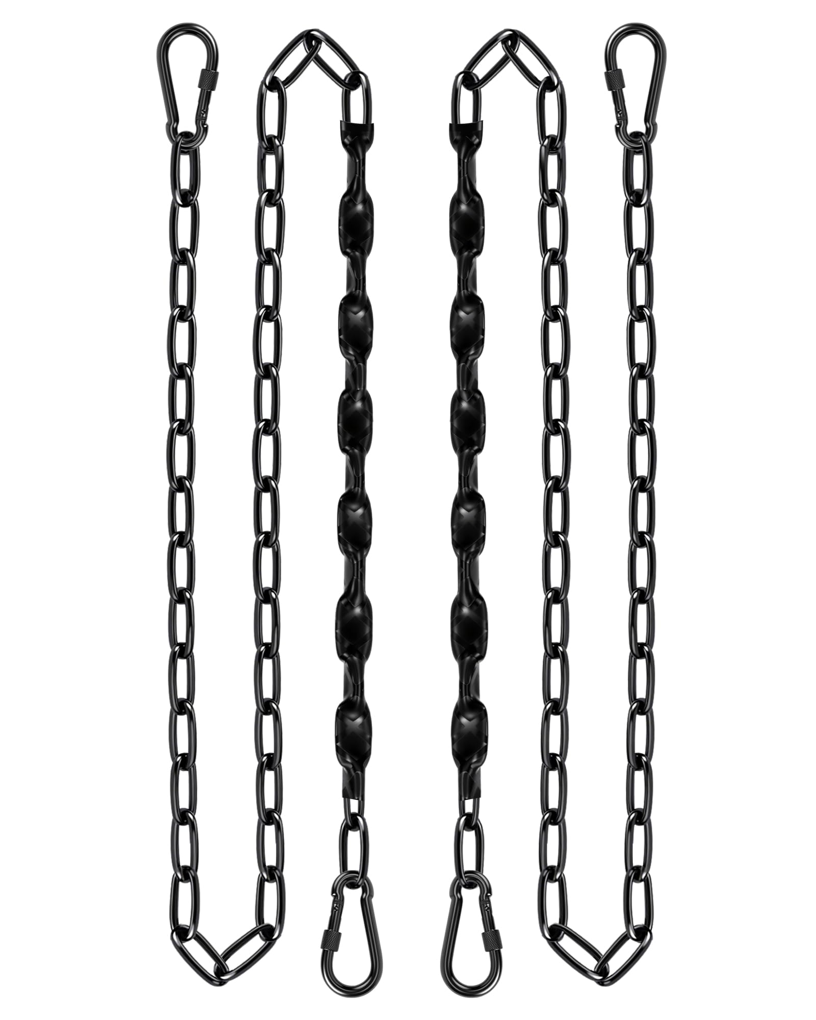 162,6 cm Hängeschaukel-Kette (2) + 4 Schnellglieder, 453,6 kg Tragkraft, Spielplatzschaukeln, Hängematten, Sandsäcke, Schaukelketten (schwarz)