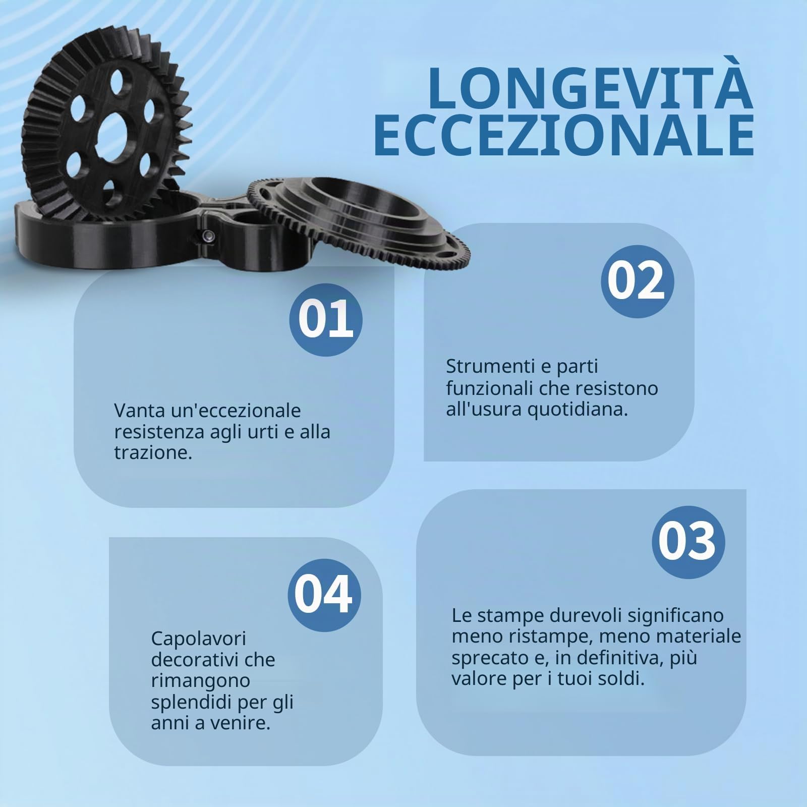 OVERTURE Filamento Nylon 1.75mm, Poliammide (PA) 1kg Bobina(2.2lbs), Precisione Dimensionale +/- 0.03 mm, per Stampante 3D, Nero