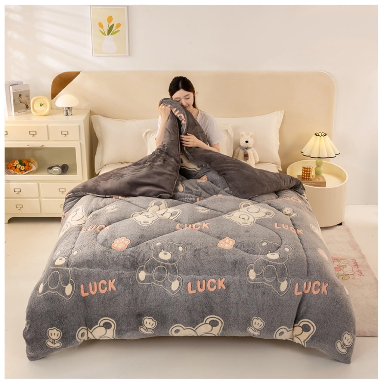 Super Soft Thickened Warm Lamb Quilt Winter Blanket, Breathable Fluffy Plush Double Sided Velvet Blanket for Cold Weather(Color7,200x230cm(5KG))