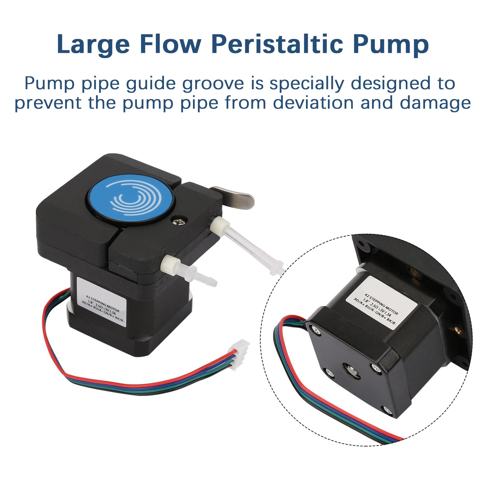 Bomba peristáltica con motor paso a paso, 12-24 V Micro Bomba Peristáltica de Alto Flujo Anticorrosión con Motor Paso a Paso para analítica de laboratorio