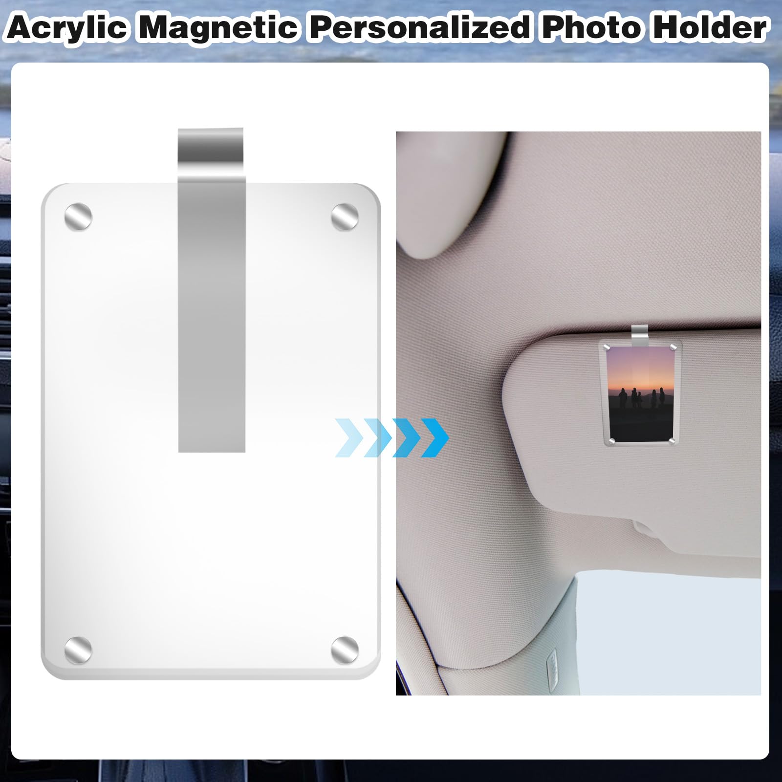 4er-Set Magnet-Fotohalter Für Die Sonnenblende - Persönliche Erinnerungen Im Auto