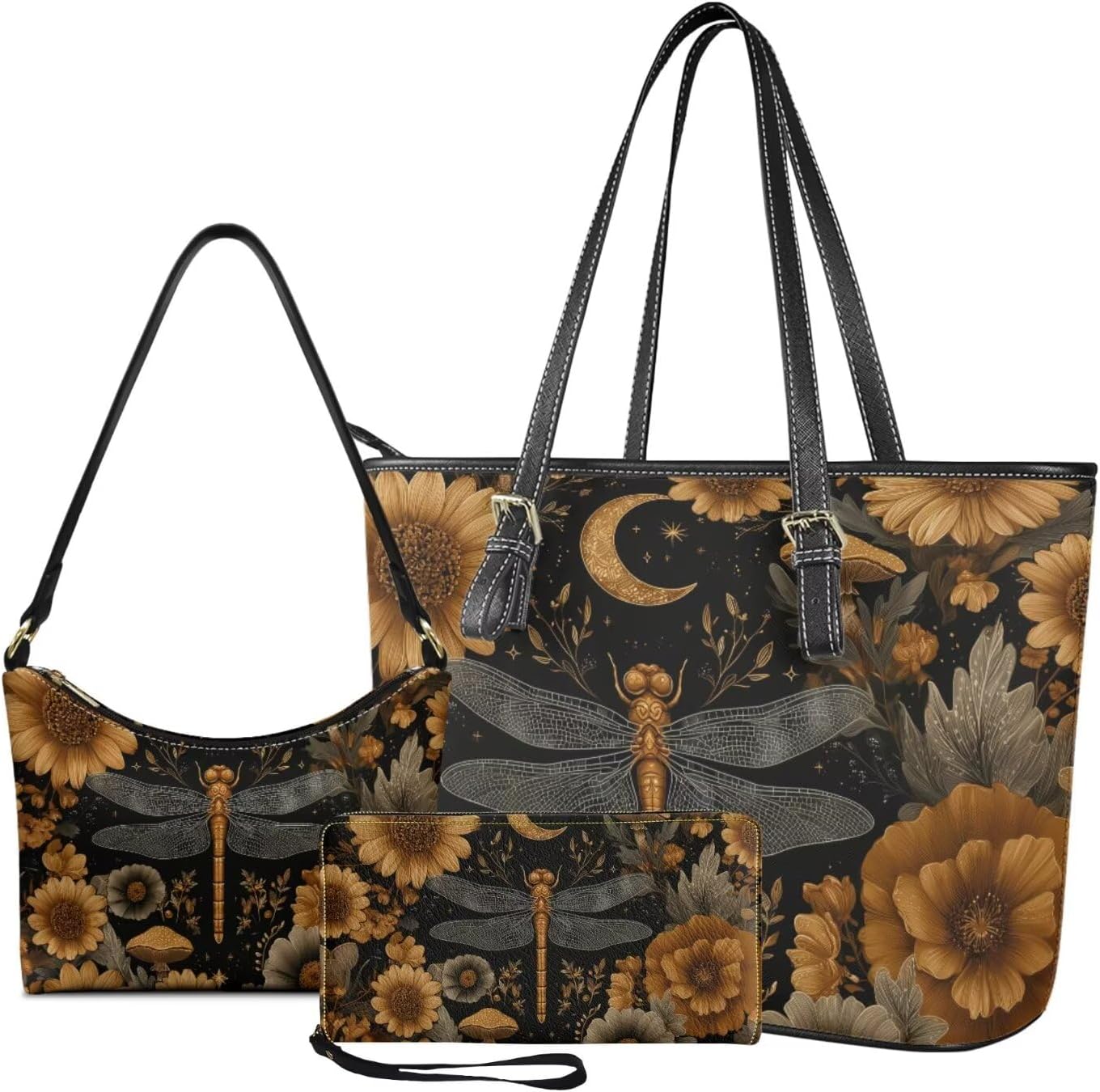 Waterproof Handbag Set for Women with Clutch Accessory Top Handle Satchel Set with Purse Collection Set of 3