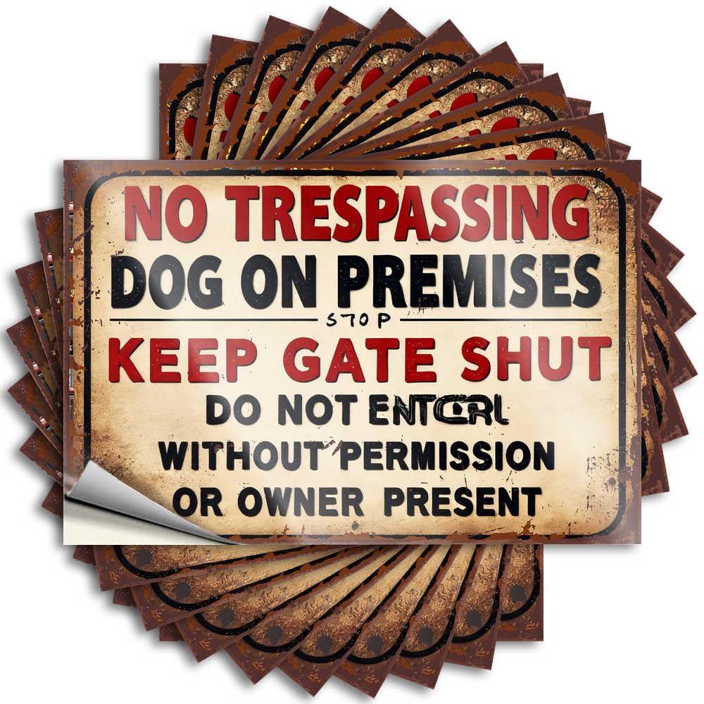 Decals Room Decorations Aesthetic Durable Vinyl - Keep Gate Shut: No Trespassing - Dog On Premises Hard for Checkered Use(12X18CM)