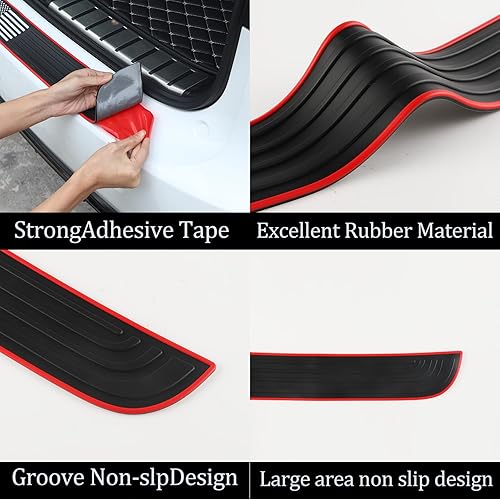 Miniatura 3 de SINGARO Protector de parachoques trasero de automóvil, 35.5 x 2.75 pulgadas, accesorios universales de goma antiarañazos para el maletero (bandera,