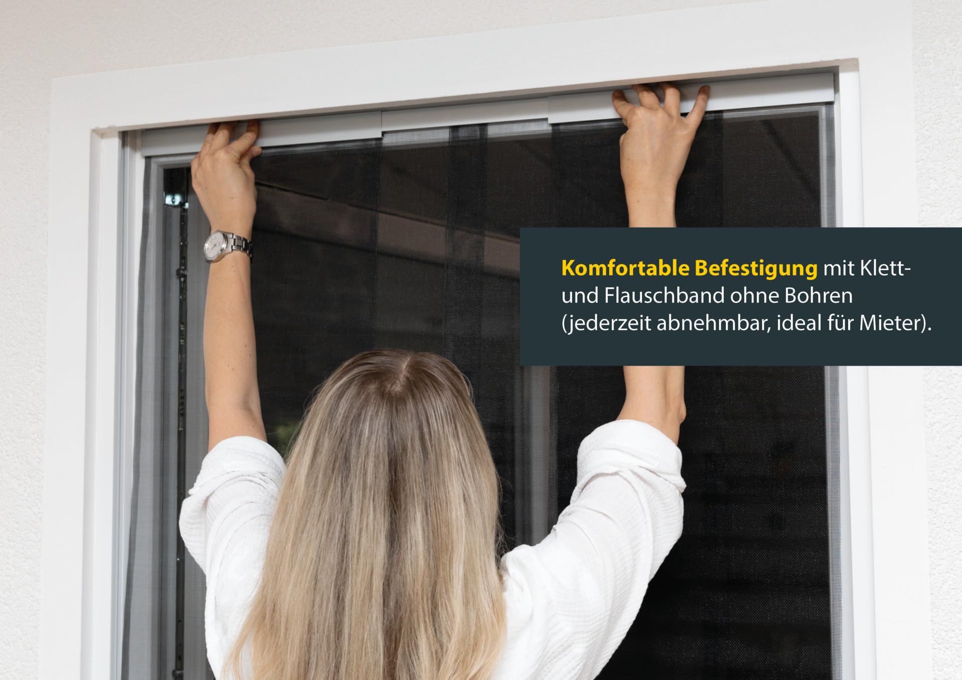 Schellenberg Insektenschutz Teleskopvorhang PREMIUM, 120 x 250 cm, Anthrazit, inkl. Klettband, für Balkon- und Terrassentüren, individuell anpassbar, 50665